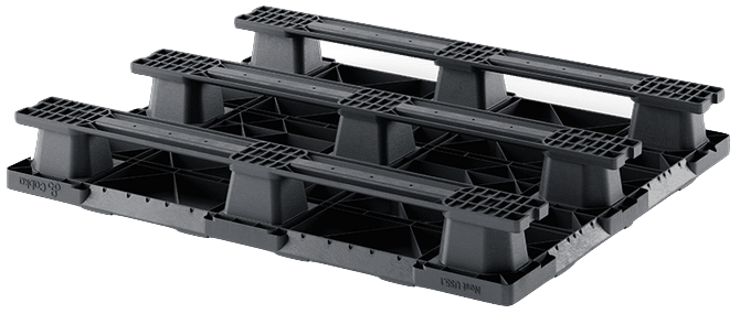 3 runner bottom deck plastic pallet in black