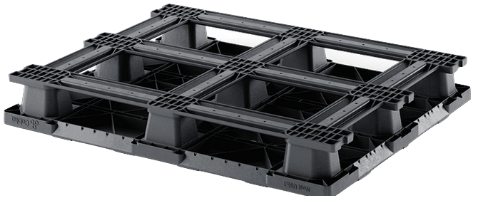 6 runner bottom deck plastic pallet in black