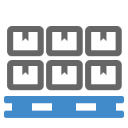 plastic pallet with boxes icon
