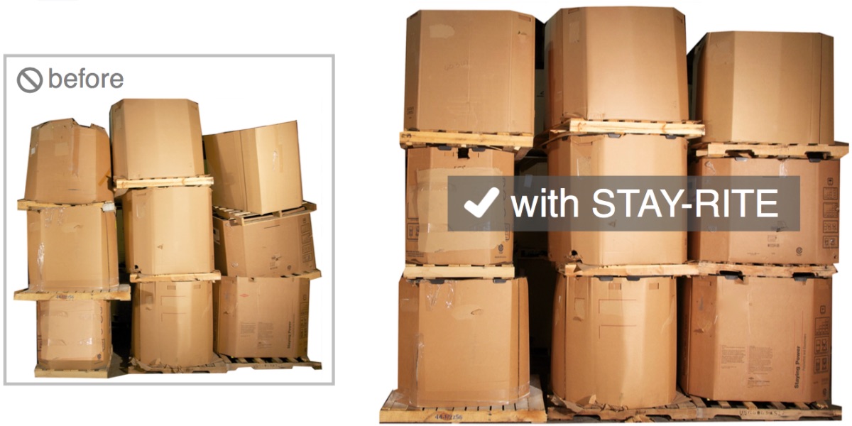 stay-rite box stacking before and after
