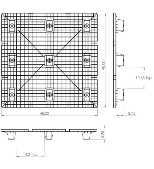 CT-4848-N-48SQCD-B Plastic Pallet - Photo 3