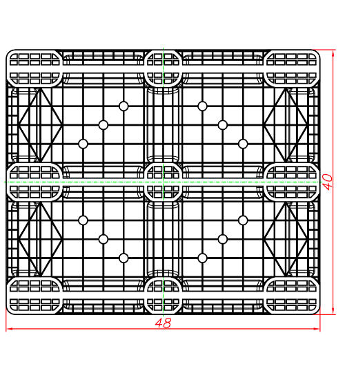 48x40 in Blue Rackable Plastic Pallet w/ Steel, PLPR-4840-ST